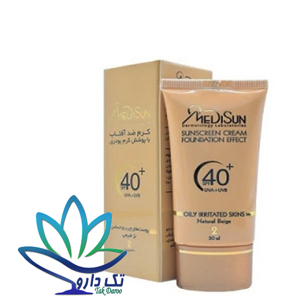 کرم ضد آفتاب با پوشش کرم پودر مدیسان مناسب پوست های چرب و حساس ۳۰ میلی لیتر