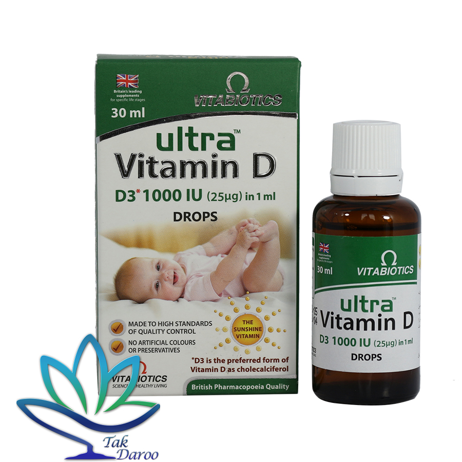 قطره خوراکی اولترا ویتامین D3 1000 واحد ویتابیوتیکس 30 میلی لیتر