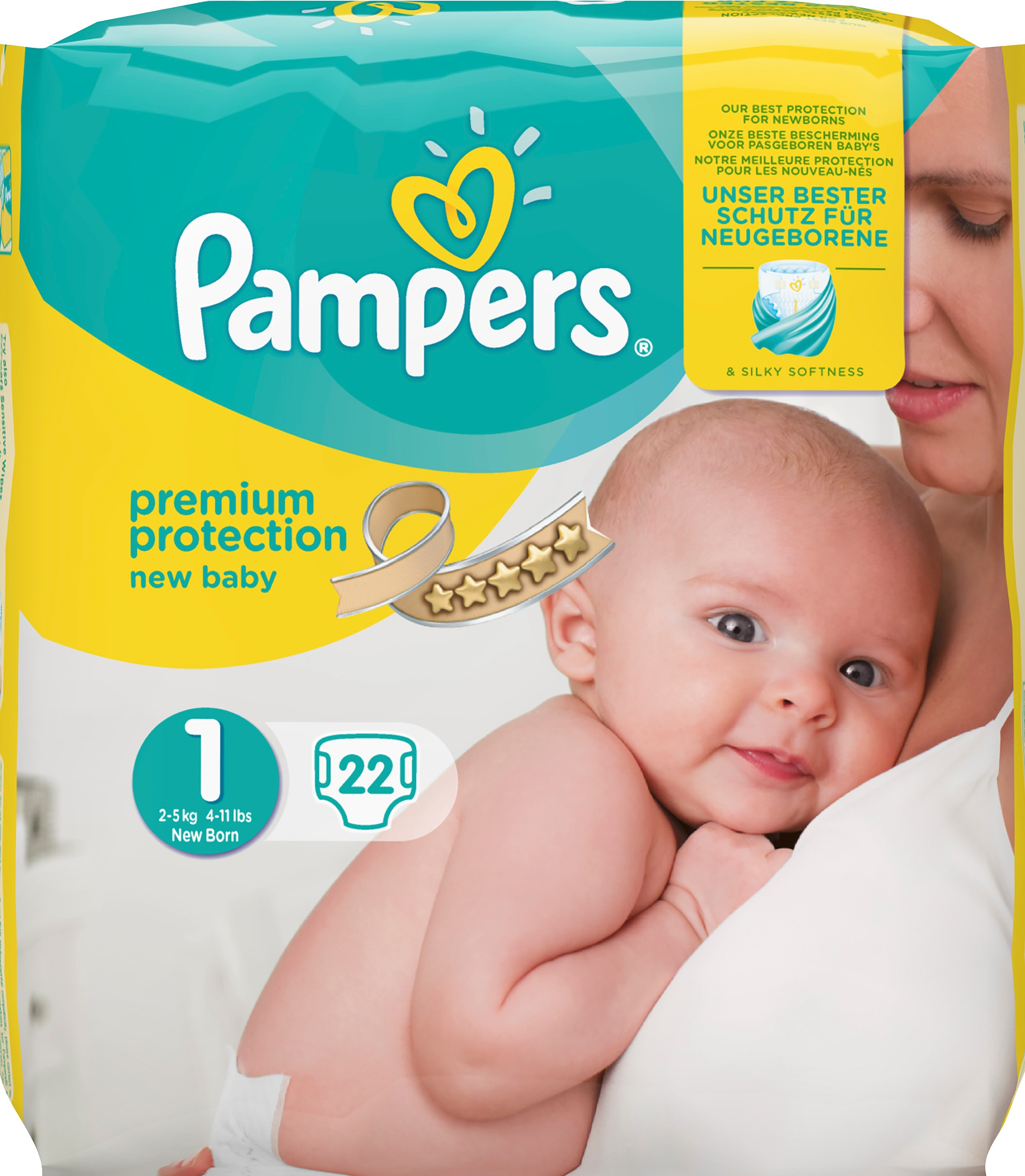 پوشک پمپرز مدل Premium سايز ۱ بسته ۲۲ عددی