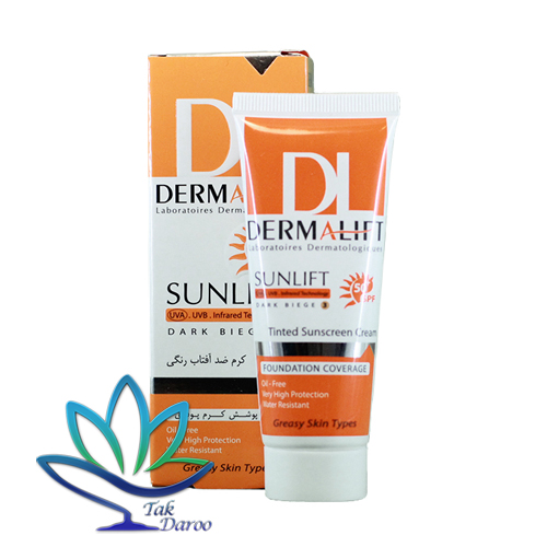 کرم ضد آفتاب رنگی پوست نرمال تا خشک سان لیفت SPF50 درمالیفت 40 میلی لیتر