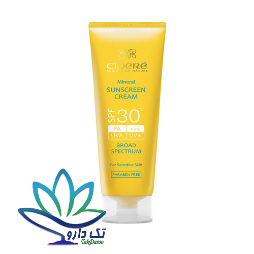 کرم ضدآفتاب مینرال SPF30 سینره مناسب پوست‌ های حساس 50 میلی لیتر