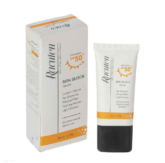 کرم ضد آفتاب SPF50 بی رنگ پوست چرب راکوتن 50 میلی لیتر
