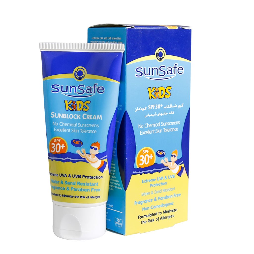 کرم ضد آفتاب کودکان SPF30 سان سیف 50 گرم کرم ضد آفتاب کودکان SPF30 سان سیف 50 گرم