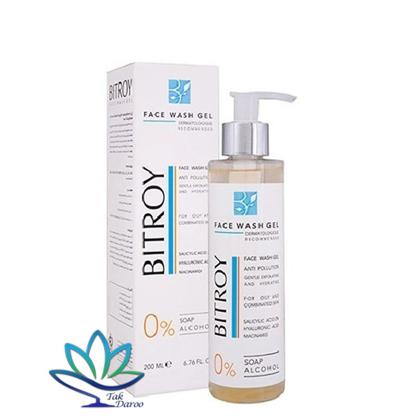ژل شستشو صورت حاوی سالسیلیک اسید 2 درصد و هیالورونیک اسید مناسب پوست چرب و مختلط حجم 200 میل بیتروی ژل شستشو صورت حاوی سالسیلیک اسید 2 درصد و هیالورونیک اسید مناسب پوست چرب و مختلط حجم 200 میل بیتروی