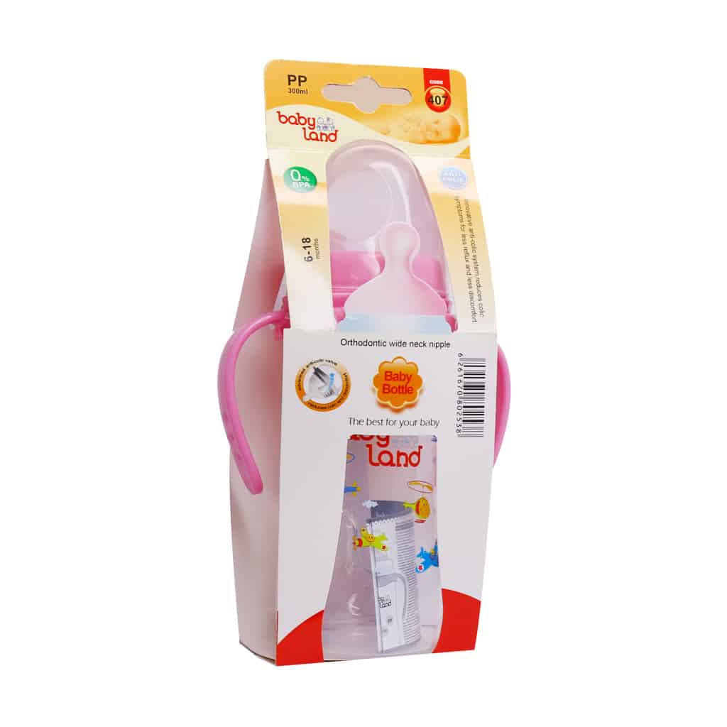 شیشه شیر دسته دار آنتی کولیک بیبی لند کد 407 حجم 300 میلی لیتر شیشه شیر دسته دار آنتی کولیک بیبی لند کد 407 حجم 300 میلی لیتر
