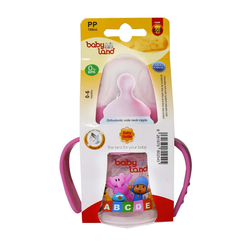 شیشه شیر آنتی کولیک بیبی لند کد 408 حجم 150 میلی لیتر شیشه شیر آنتی کولیک بیبی لند کد 408 حجم 150 میلی لیتر