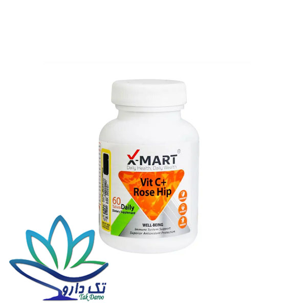 قرص ویتامین C پلاس رز هیپ ایکس مارت 60 عدد قرص ویتامین C پلاس رز هیپ ایکس مارت 60 عدد