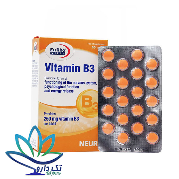 قرص ویتامین B3 250 میلی گرم یوروویتال 60 عدد قرص ویتامین B3 250 میلی گرم یوروویتال 60 عدد