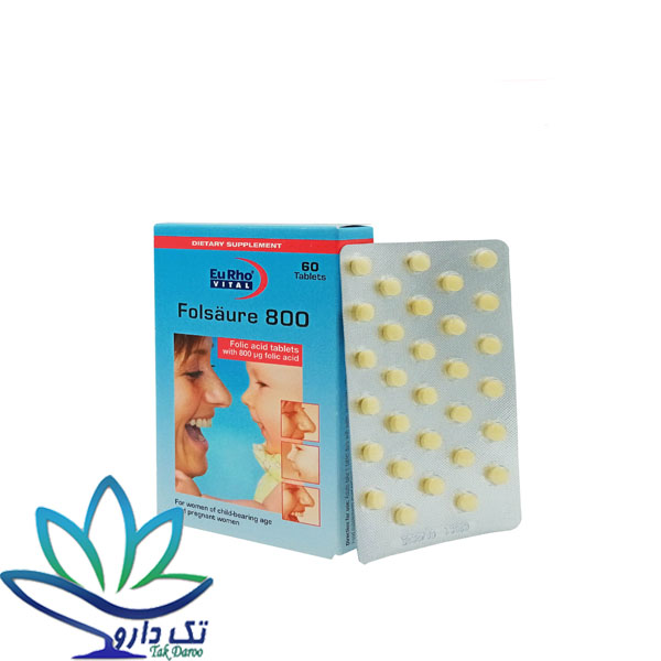 قرص فولیک اسید 800 یورو ویتال 60 عدد