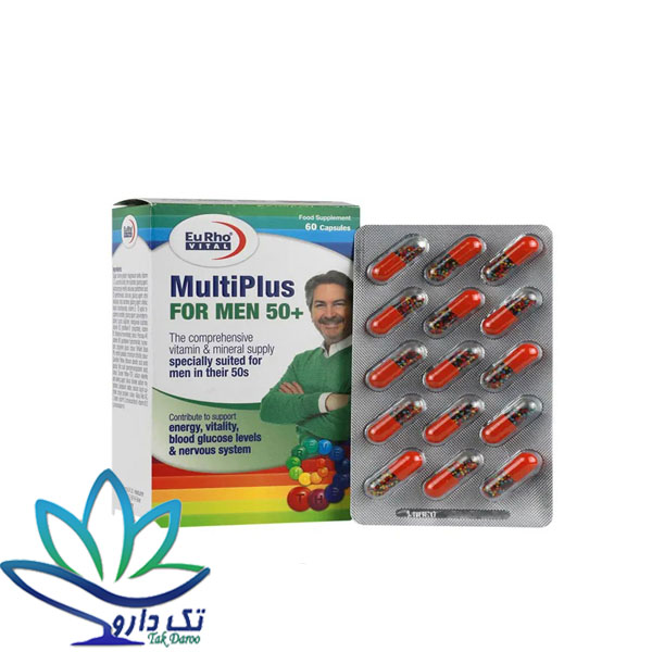 کپسول مولتی پلاس آقایان بالای 50 سال یوروویتال 60 عدد کپسول مولتی پلاس آقایان بالای 50 سال یوروویتال 60 عدد