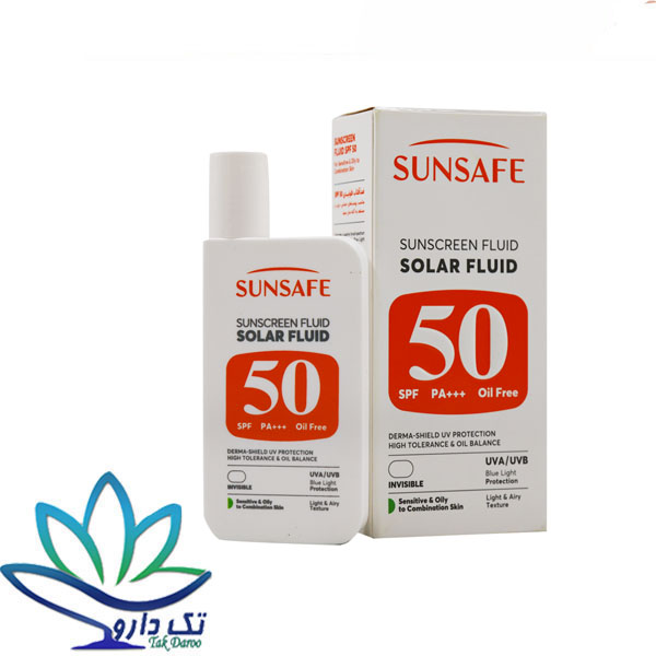 فلوئید ضد آفتاب پوست چرب و حساس SPF50 سان سیف 55 گرم